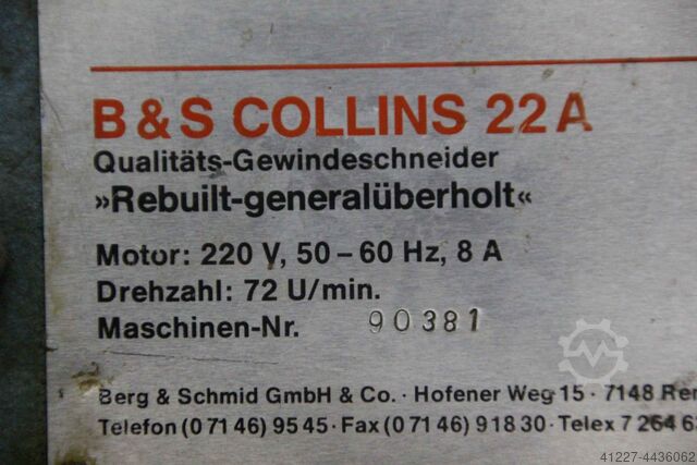 2 inch threading machine Collins 22 A