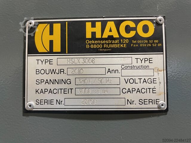 Hydraulic guillotine shear HACO HSLX 3006