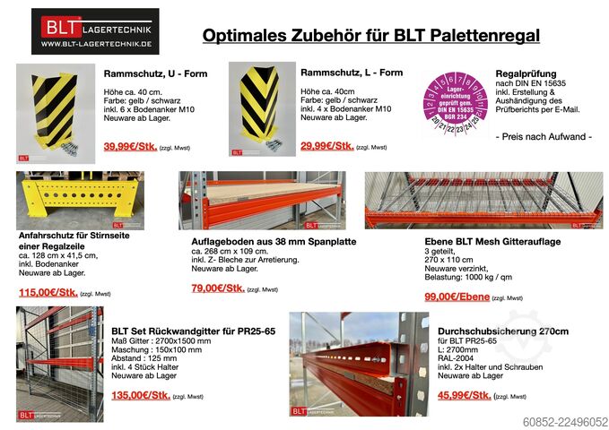 Heavy-duty shelf ca. 100,16 lfm. Palettenregal H: 650cm Fachlast : 3000 kg Neuware