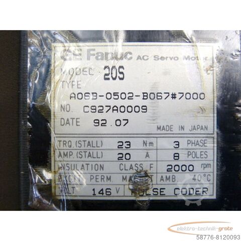 Fanuc motor Fanuc A06B-0502-B067#7000 AC Servo Motor