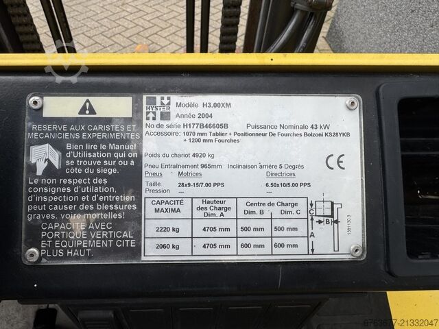 Hyster H3.00XM Duplo 460 Seitenschieber / Cascade Gabelversteller, Perkins Diesel, Baujahr 2004 HYSTER H3.00XM Duplo 460 Sideshift / Cascade Vorkversteller Perkins Diesel 2004