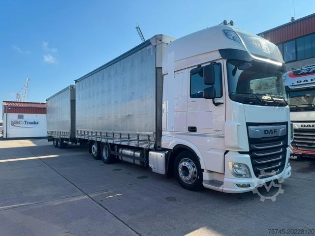 Flatbed truck with tarp DAF XF 480**2 X TANK*SUPER SPACE CAP*KOMPLETT