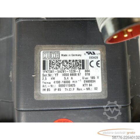 Steuerung KUKA 1FK7081-5AZ91-1ZZ9-Z S04 Servomotor SN: YFV050660867018