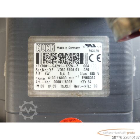 Steuerung KUKA 1FK7081-5AZ91-1ZZ9-Z S04 Servomotor SN: YFVD50670691029