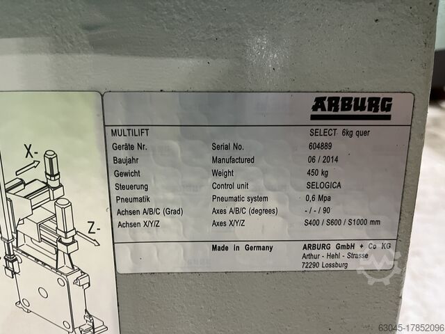 Arburg Multilift SELECT 6kg quer Z=1000mm (2014) Arburg Multilift SELECT 6kg quer Z=1000mm