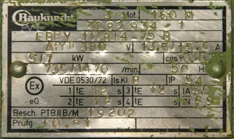 Electric motor 5/7 kW 735/1470 Rpm Bauknecht 160M