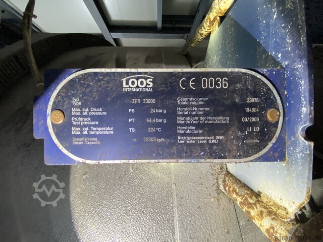 Steam boiler 20.000 kg x 24 bar, used LOOS ZFR23000