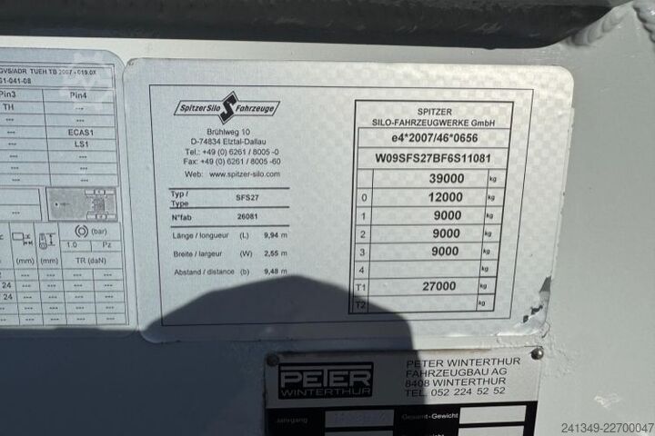 Siloauflieger SPITZER Cementsilo 37m3 mit Lenkachse