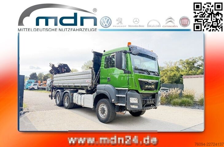Kipper LKW MAN TGS 33.480 6x6 KRAN abstattelb. 19m Kipper Bordm
