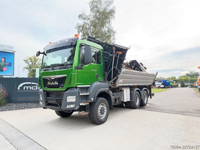 Kipper LKW MAN TGS 33.480 6x6 KRAN abstattelb. 19m Kipper Bordm