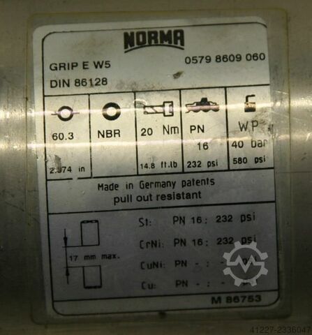 Stainless steel couplings Norma GRIP E W5 60,3