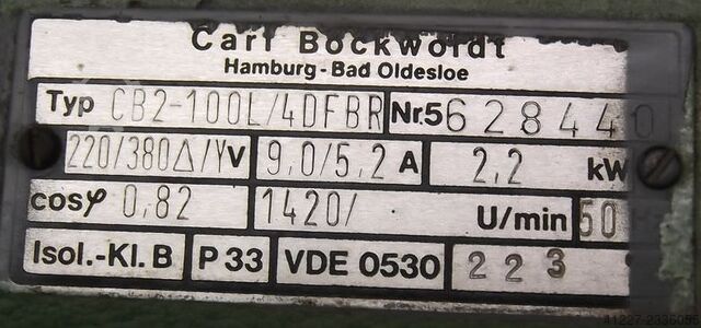 Gear motor 2.2 kW 223 rpm Bockwoldt CB2-100I/4DFBR