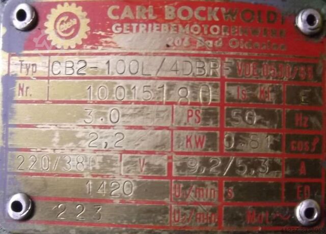 Gear motor 2.2 kW 223 rpm Bockwoldt CB2-100I/4DFBR