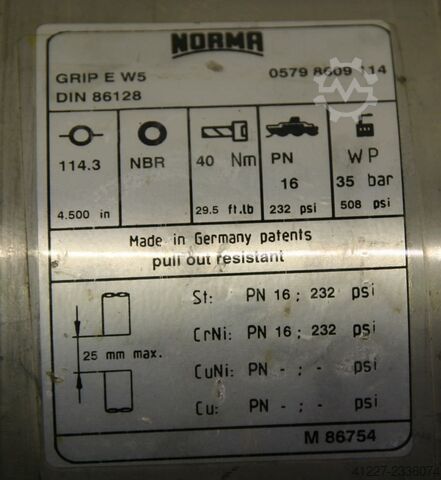 Rohrkupplung Edelstahl Kupplung Norma GRIP E W5 114,3