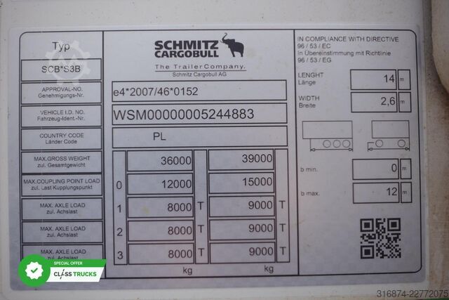 Reefer semitrailer SCHMITZ CARGOBULL SKO FP 60 ThermoKing SLXi 300