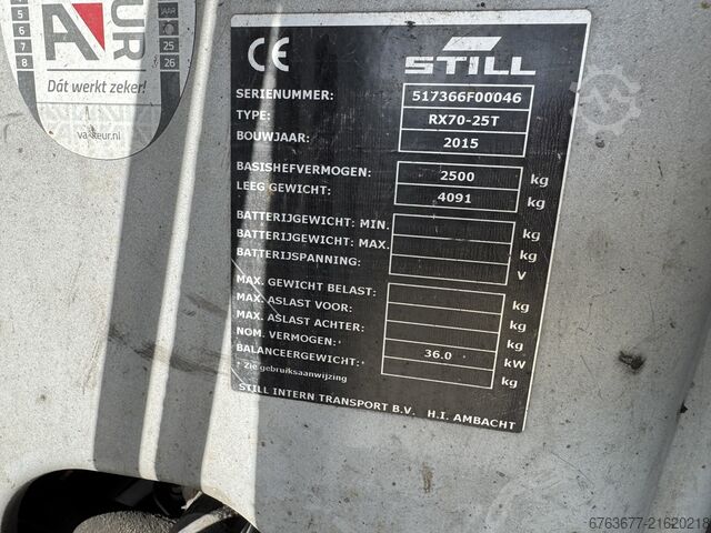 Still RX70-25 Duplex 450, Sideshift / 4th Function, LPG, 2015 STILL RX70-25 Duplo 450 Sideshift / 4e Fucntie LPG 2015