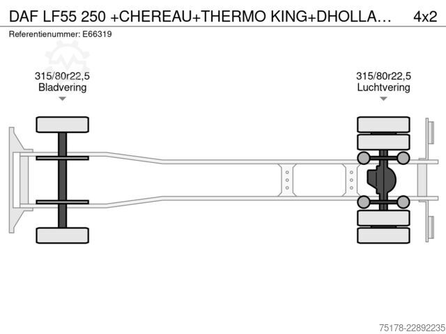 Refrigerated/freezer transport DAF LF55 250 +CHEREAU+THERMO KING+DHOLLANDIA1.5 T.