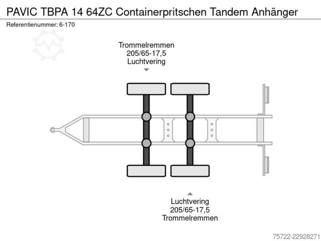 Loading platform PAVIC TBPA 14 64ZC Containerpritschen Tandem Anhänger