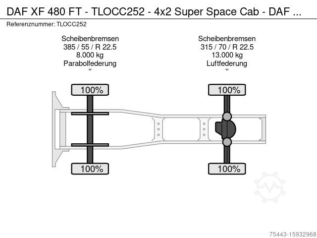 Standard SZM Daf XF 480 FT - TLOCC252 - 4x2 Super Space Cab - DAF C