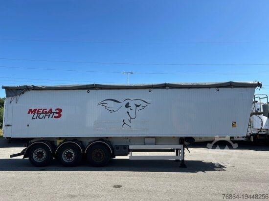 Tipper semitrailer MEGA LIGHT ALU-KIPPMULDE 55M³, KOMBIKLAPPE, SAF-ACHSEN, 1-A LIFTACHSE, ROLLPLANE