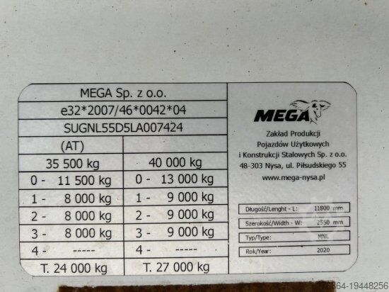 Tipper semitrailer MEGA LIGHT ALU-KIPPMULDE 55M³, KOMBIKLAPPE, SAF-ACHSEN, 1-A LIFTACHSE, ROLLPLANE
