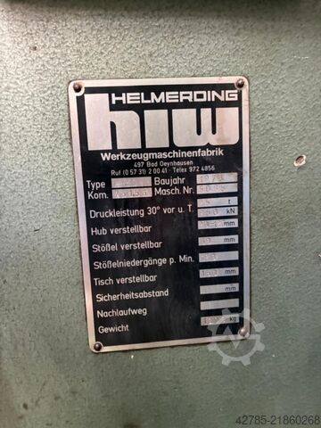 Eccentric Press - Single Column HELMERDING E 25