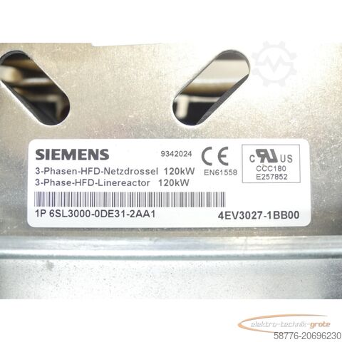 Component Siemens 6SL3000-0DE31-2AA1 3-Phasen-HFD-Netzdrossel Version A SN SB09558971012