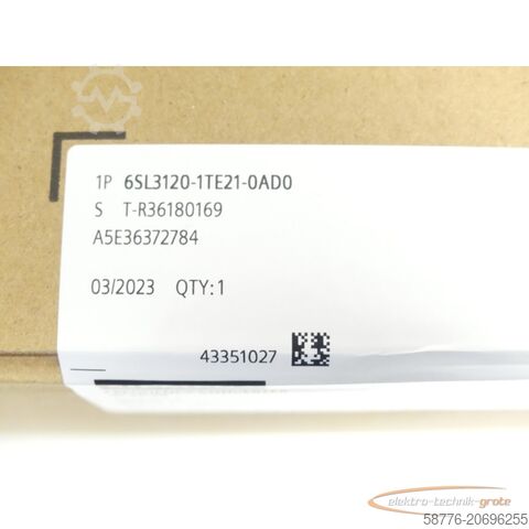 Component Siemens 6SL3120-1TE21-0AD0 Single Motor-Module SN T-R36180169