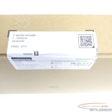 Component Siemens 6SL3120-1TE21-0AD0 Single Motor-Module SN T-R36180169