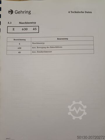 Honmaschine Gehring E 630-45