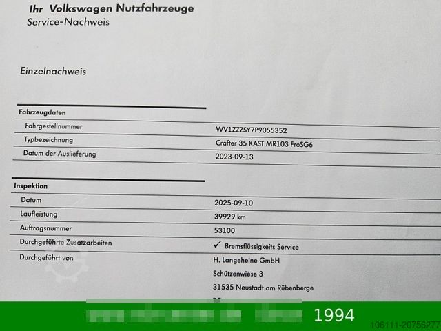 Minibus VOLKSWAGEN Crafter 35 2,0TDi 140PS MR2 HochFWD/AHK3,0t