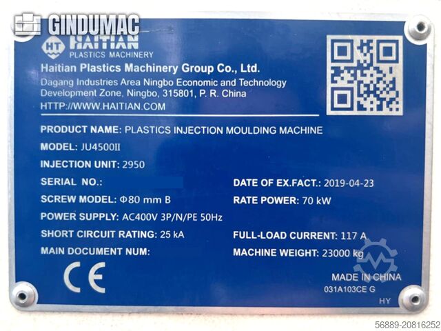 Hydraulische Spritzgießmaschine HAITIAN JU4500II