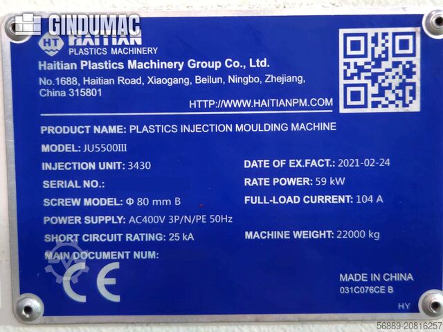 Hydraulische Spritzgießmaschine HAITIAN JU5500III