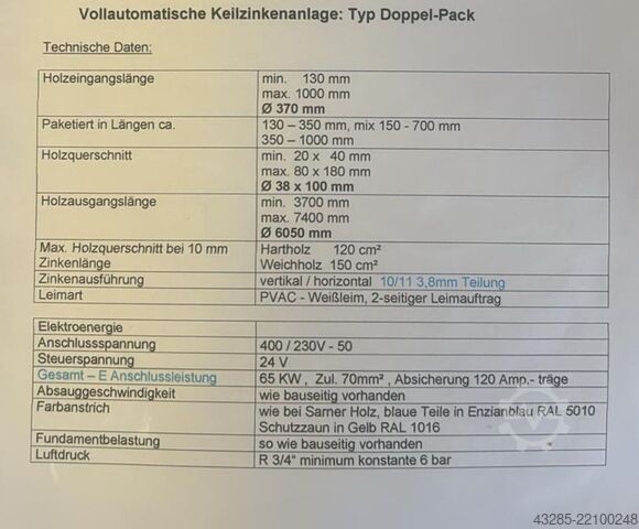 Keilzinkenanlage WEINIG NKT