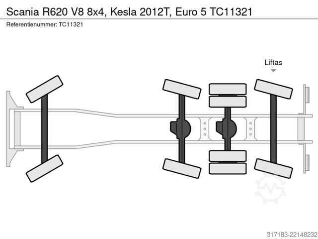Log transporter Scania R620 V8 8x4, Kesla 2012T, Euro 5