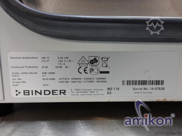 Inkubator 115 Liter 5°C bis 100°C Binder BD 115