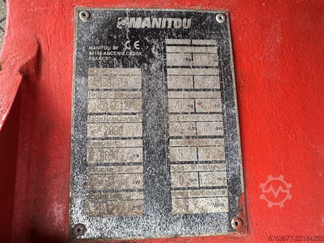 Manitou 180ATJ Gelenkarmarbeitsbühne / Arbeitsbühne 18,18 m Arbeitshöhe 4x4x4 2008 Diesel MANITOU 180ATJ Knikarm hoogwerker / Arbeitsbuhne 18.18M werkhoogte  4x4x4 2008 Diesel