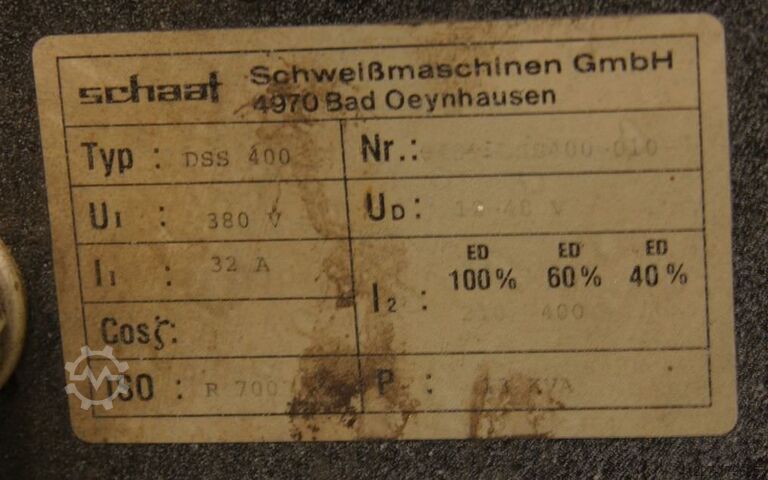 Schutzgasschweißgerät 400 A Wassergekühlt Schaaf DSS 400