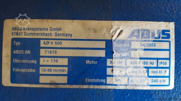 ABUS hoist motors / travel motors / gearboxes ABUS Fahrmotoren / Getriebe / Unterflaschen