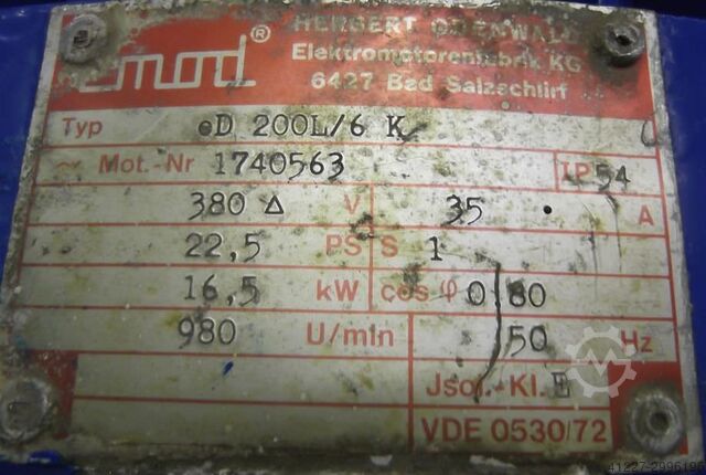 Electric motor 16 kW 980 rpm Emod eD200L/6K