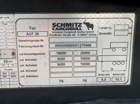 Trailer SCHMITZ ABROLLANHäNGER 2-ACHSIG, DREHKRANZ, ACF20