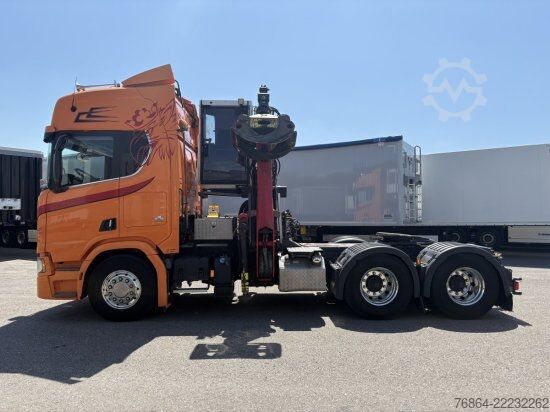 Tractor unit SCANIA R650 V8, 6X2, E6, LEDER, PENZ-CRANE 15Z - HOLZLADEKRAN