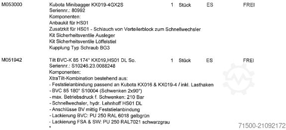 Minibagger Kubota KX019-4GX2S