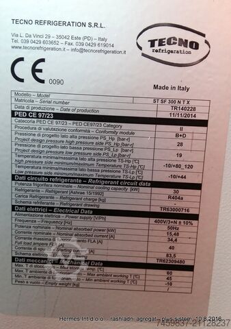 Refrigeration units in chamber +4°C TECNO REFRIGERATION S.R.L. 