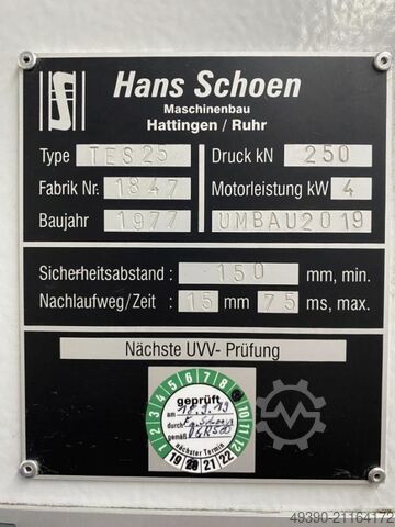 Doppelständer - Hydraulikpresse - Generalüberholt in 2019, Doppelständerpresse SCHÖN TES 25