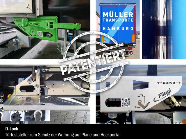 Auflieger mit Pritsche & Plane FLIEGL 3-Achs Mega Gardine zum Aufbau