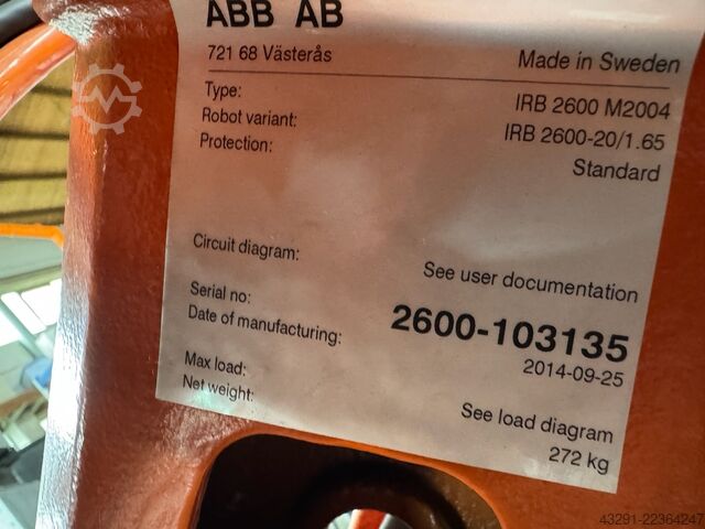 Industrial robot ABB Robotics IRB 2600 20/1.65 IRC5 M2004