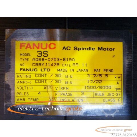 Control unit Fanuc A06B-0753-B190 AC Spindle Motor