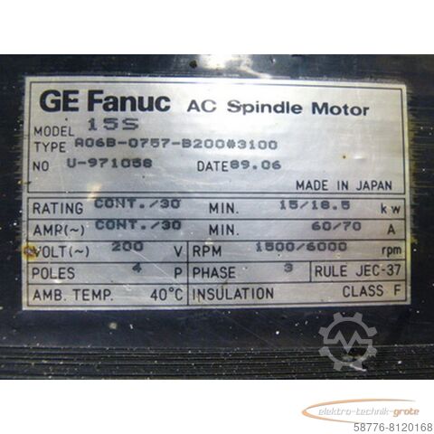 Control unit Fanuc A06B-0757-B200#3100 AC Spindel Motor