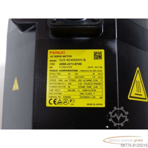 Fanuc motor Fanuc A06B-2273-B100 AC Servo Motor SN:C176V1FDF